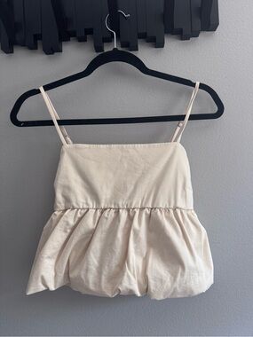 Abound Light Cream Spaghetti Strap Bubble Hem Tank Top Sz. Lg